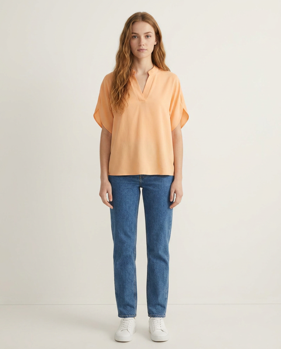 Blouse katoen-viscosemix abrikoos