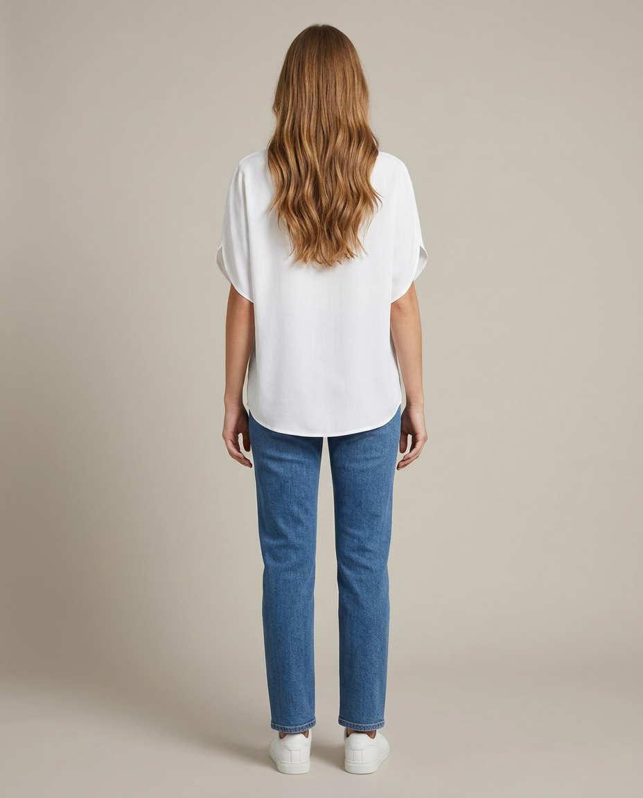 Blouse katoen-viscosemix wit achteraanzicht