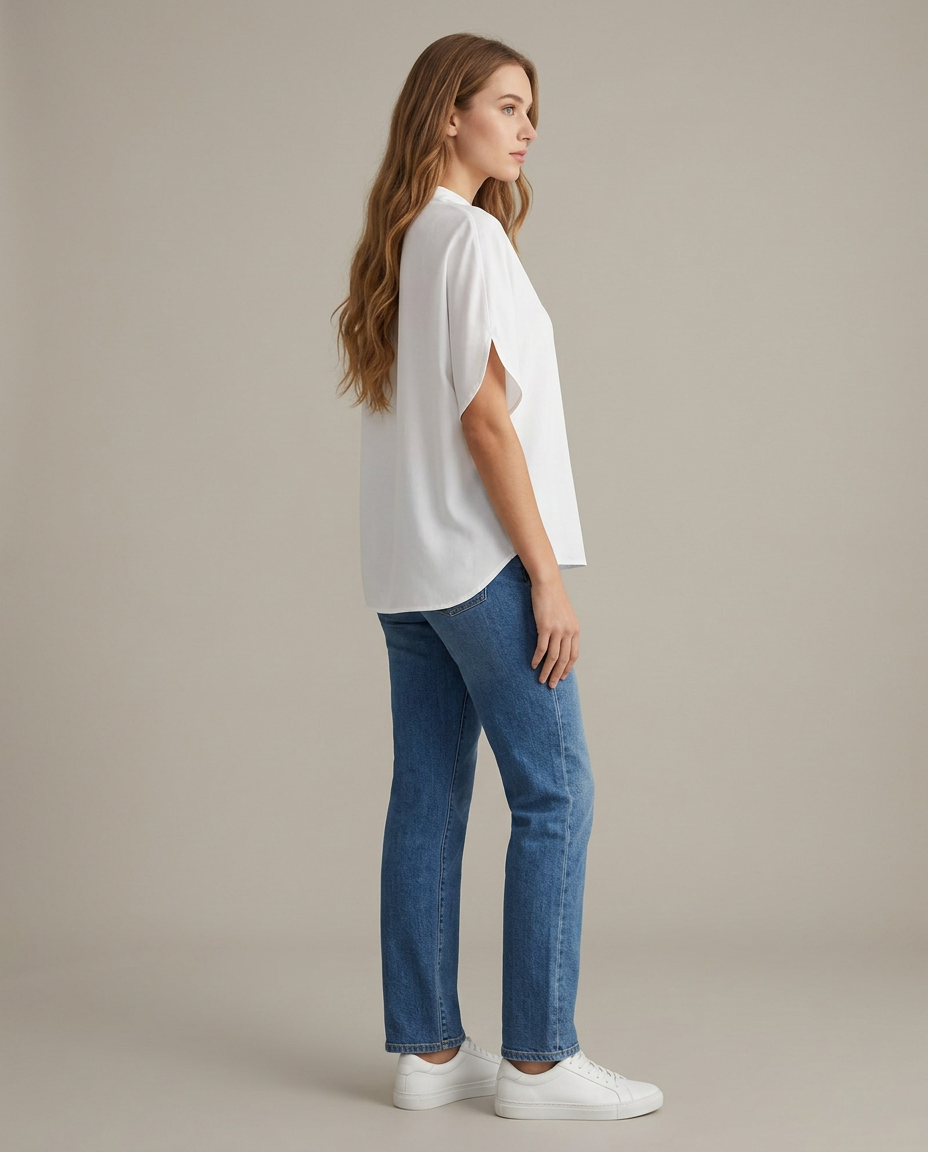 Blouse katoen-viscosemix wit zijaanzicht