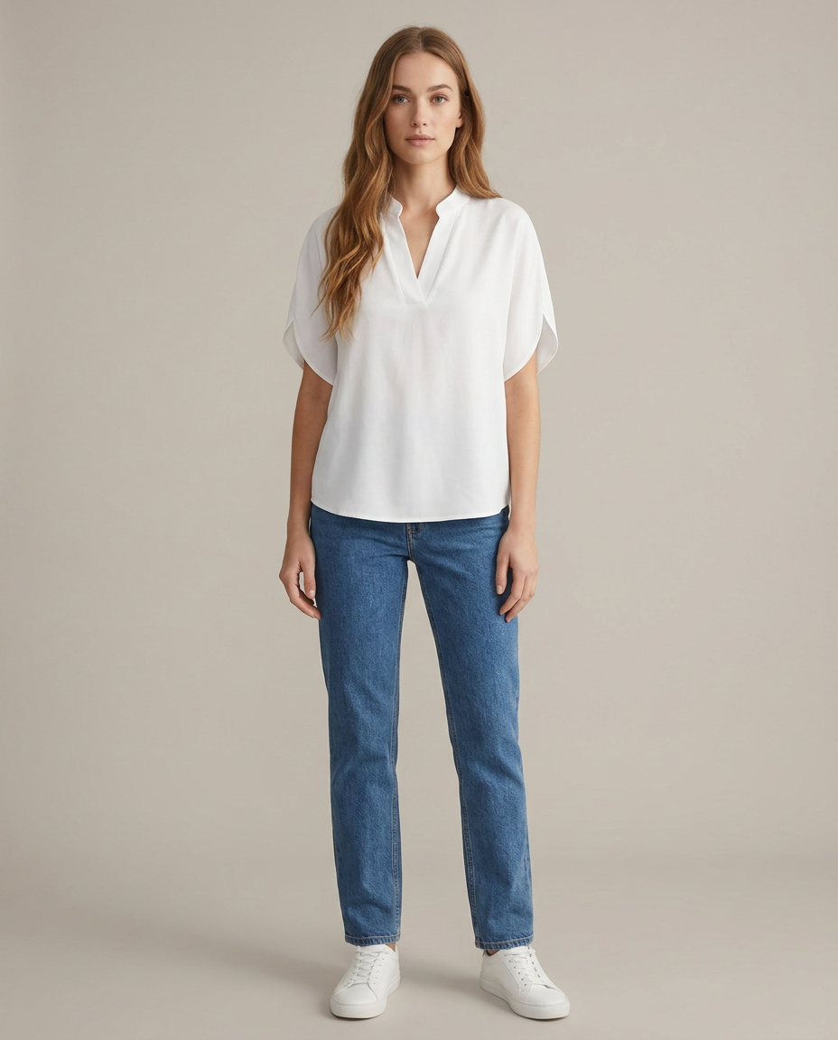 Blouse katoen-viscosemix wit vooraanzicht