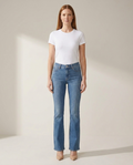 Bella Novelle bootcut jeans in middenblauw, vooraanzicht