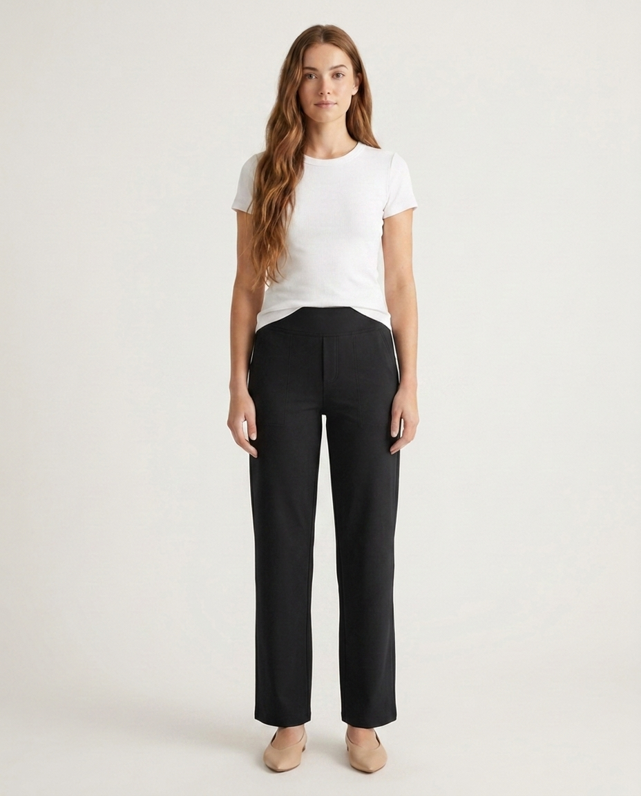 Bella Novelle broek met elastische taille in zwart