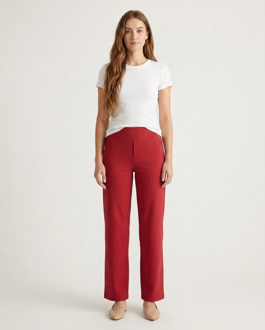 Bella Novelle broek met elastische taille in rood