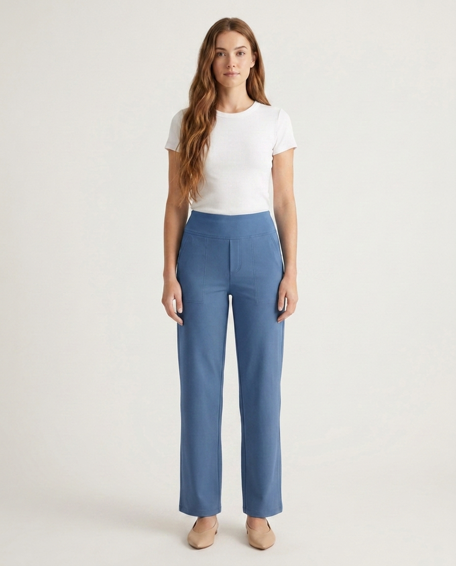 Bella Novelle broek met elastische taille in blauw