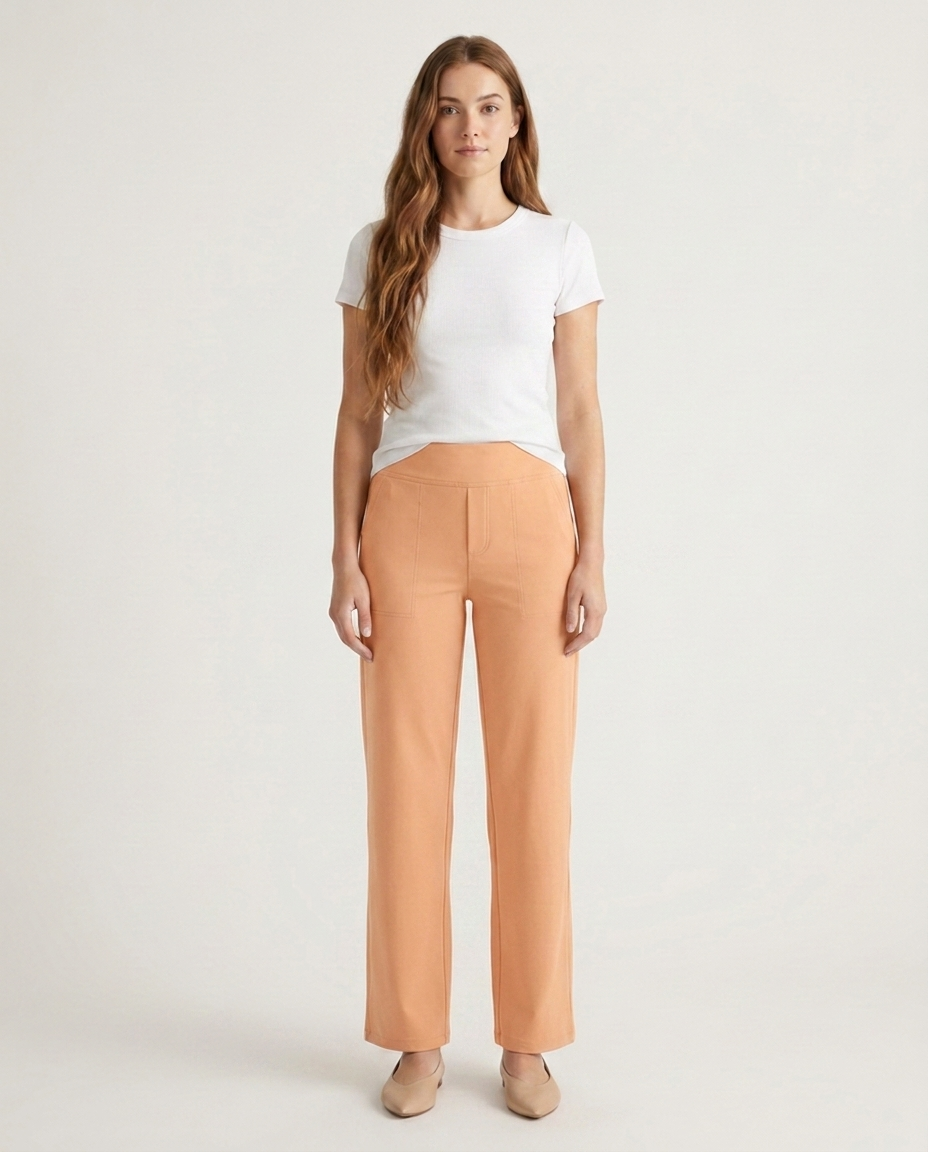 Bella Novelle broek met elastische taille in abrikoos