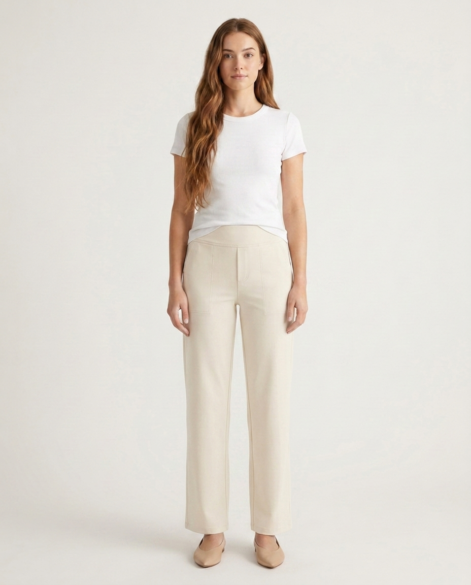 Bella Novelle broek met elastische taille in crème