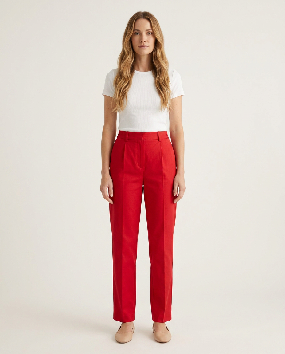 Bella Novelle broek met hoge taille in rood