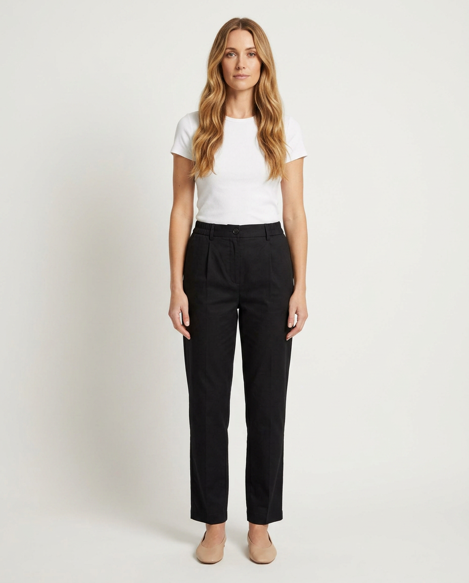 Bella Novelle broek met hoge taille in zwart