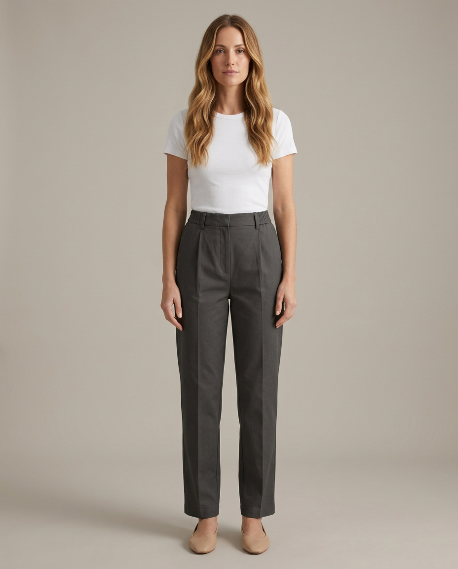 Bella Novelle broek met hoge taille in donkergrijs