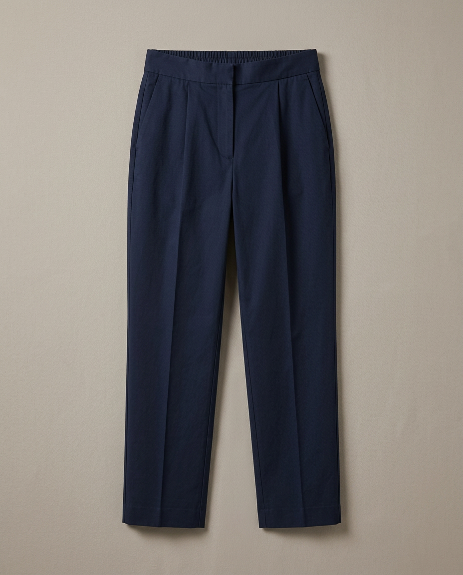 Bella Novelle broek met hoge taille in donkerblauw, productfoto