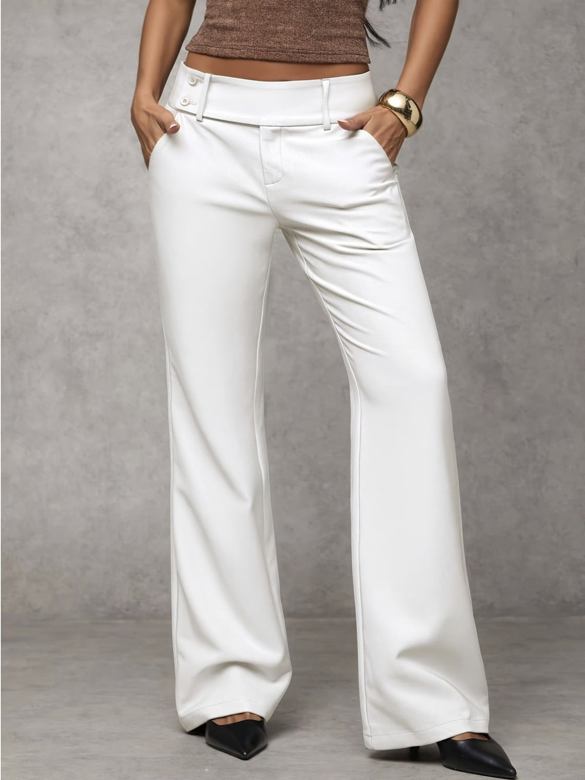 Bella Novelle damesbroek met hoge taille in wit