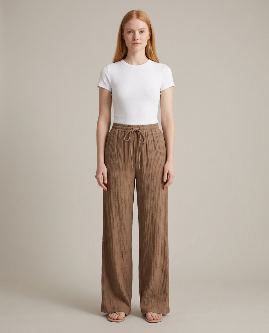 Bella Novelle wijde broek in bruin