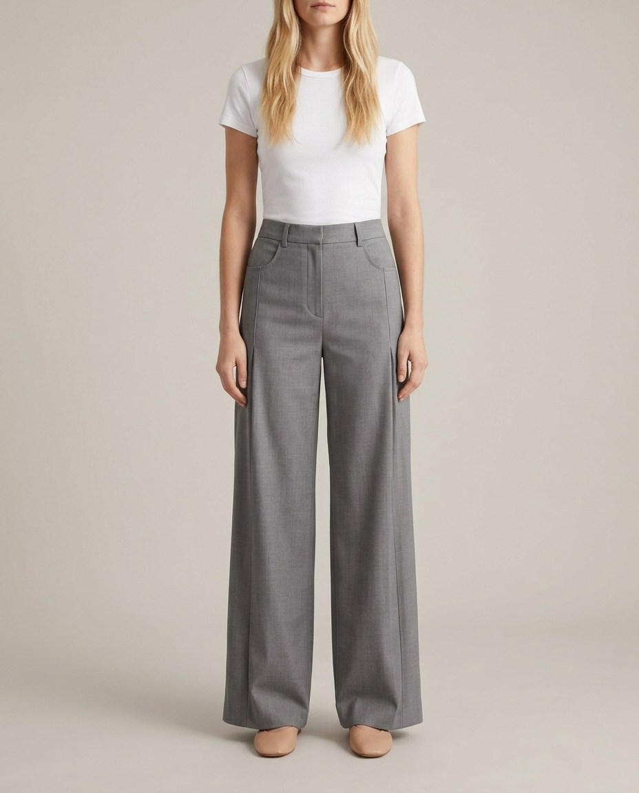 Broek met wijde pijpen in grijs