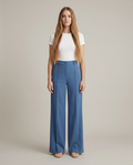 Broek met wijde pijpen in blauw - vooraanzicht