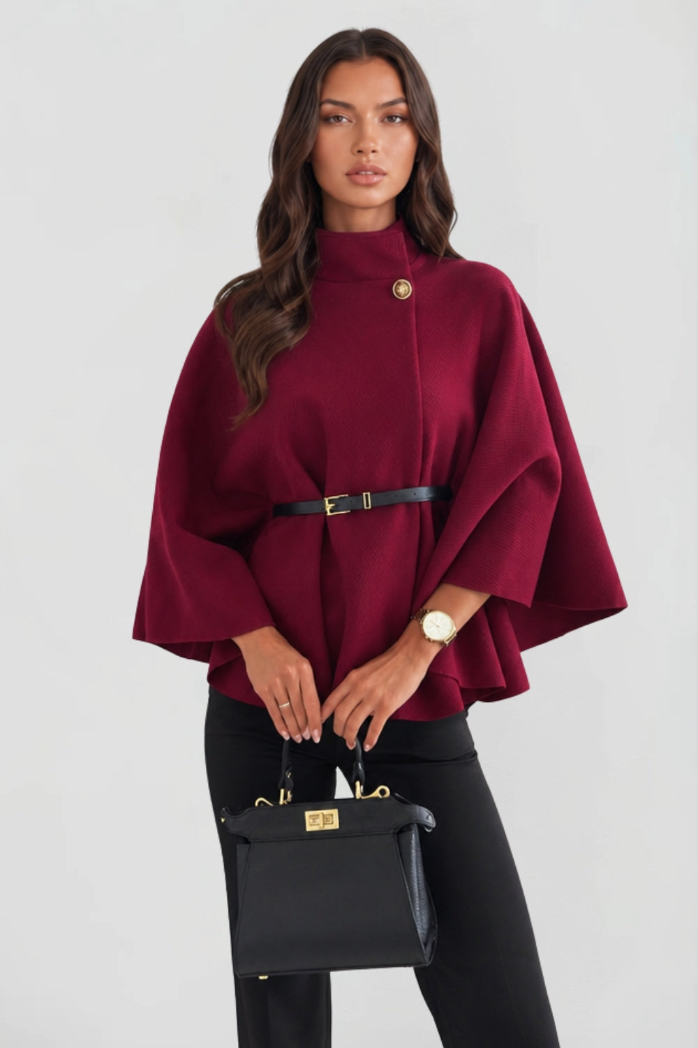 Bella Novelle cape in Bordeauxrood