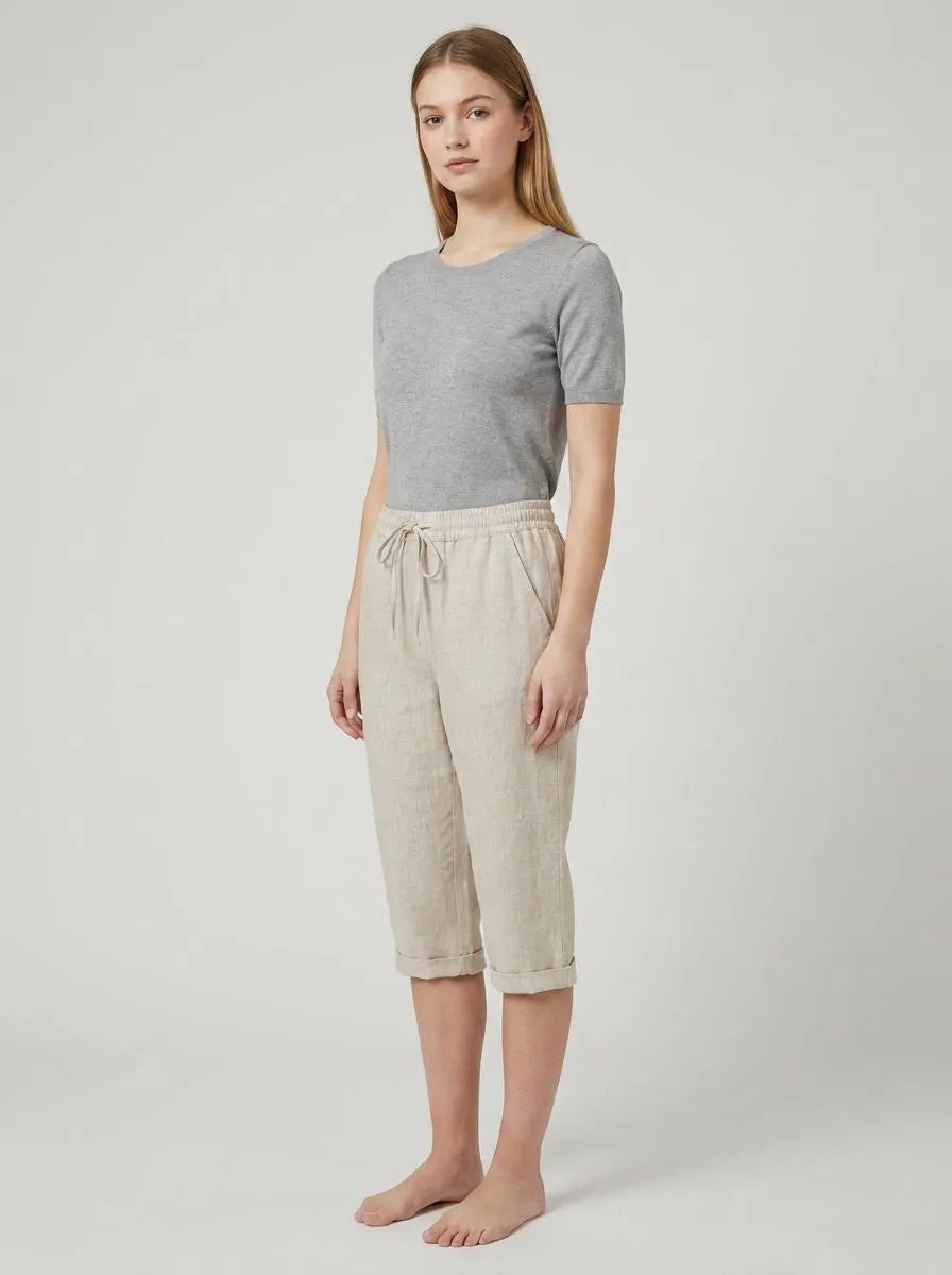 Bella Novelle Capri Broek Elastische Taille - driekwart aanzicht