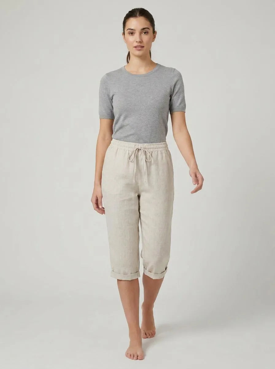 Bella Novelle Capri Broek Elastische Taille - volledige lengte