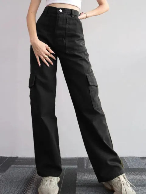 Bella Novelle cargo jeans voor dames, vooraanzicht in staande pose
