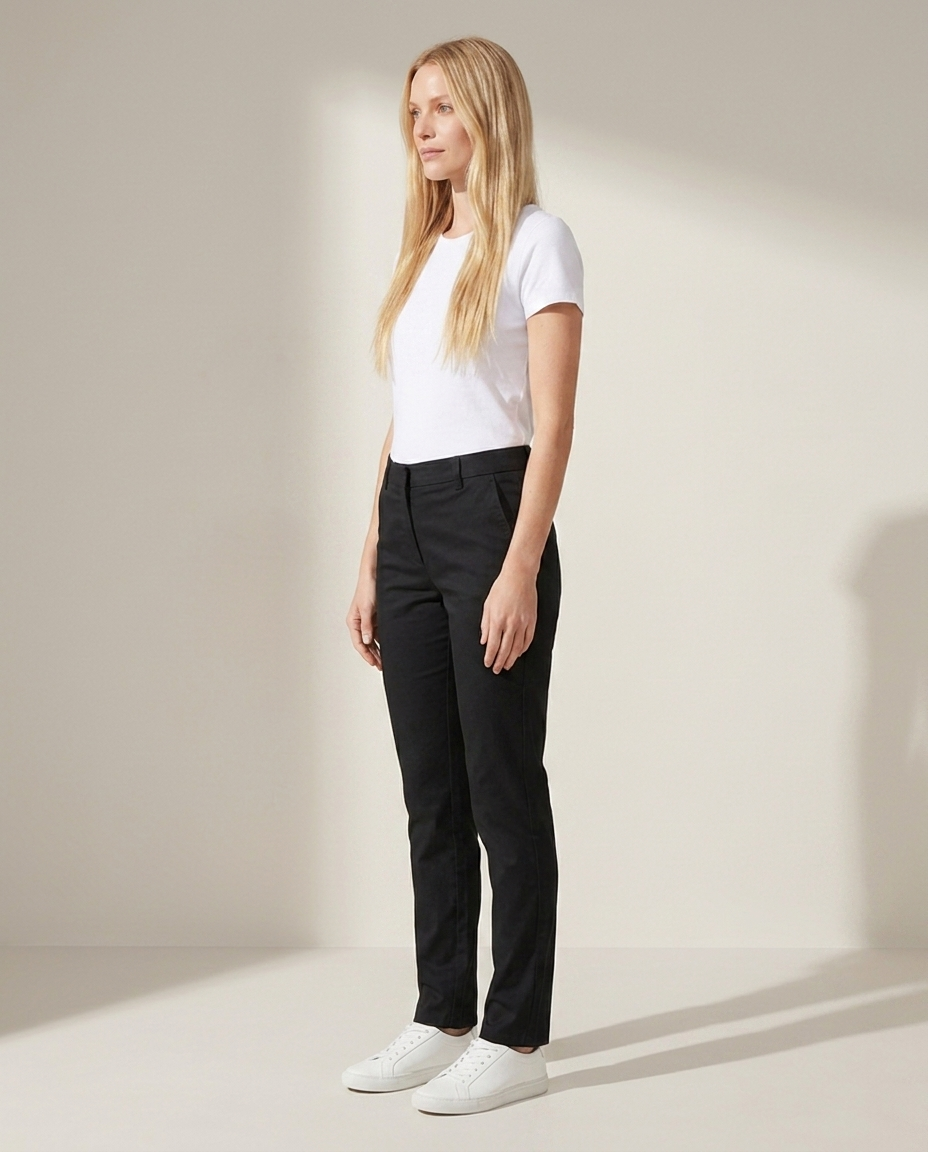 Chino broek in zwart - zijaanzicht
