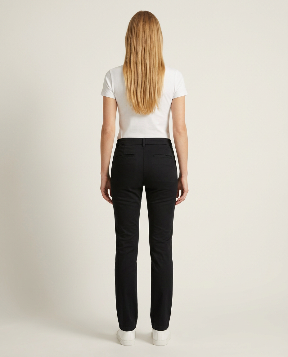 Chino broek in zwart - achteraanzicht