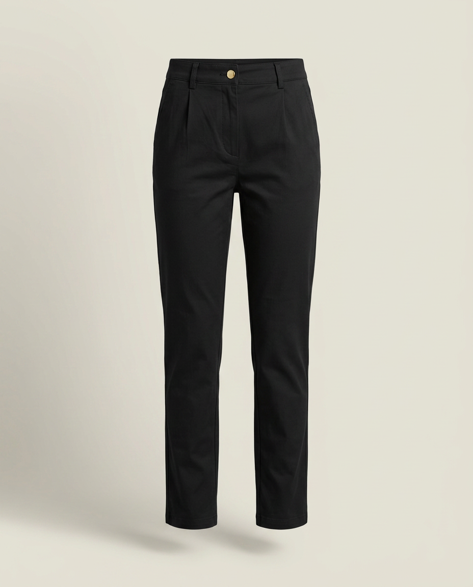 Chino broek getailleerde pasvorm in zwart - productfoto