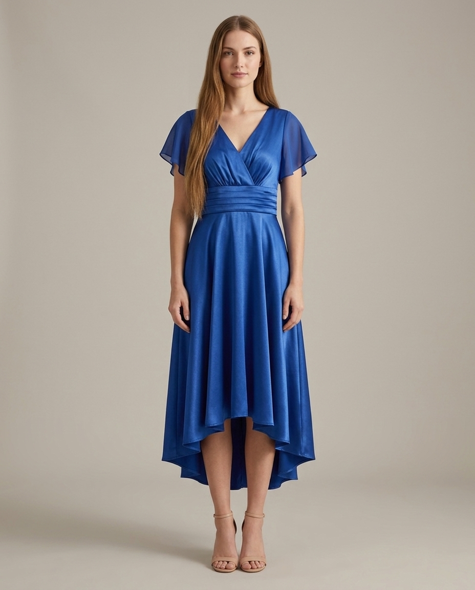 Cocktailjurk blauw vooraanzicht