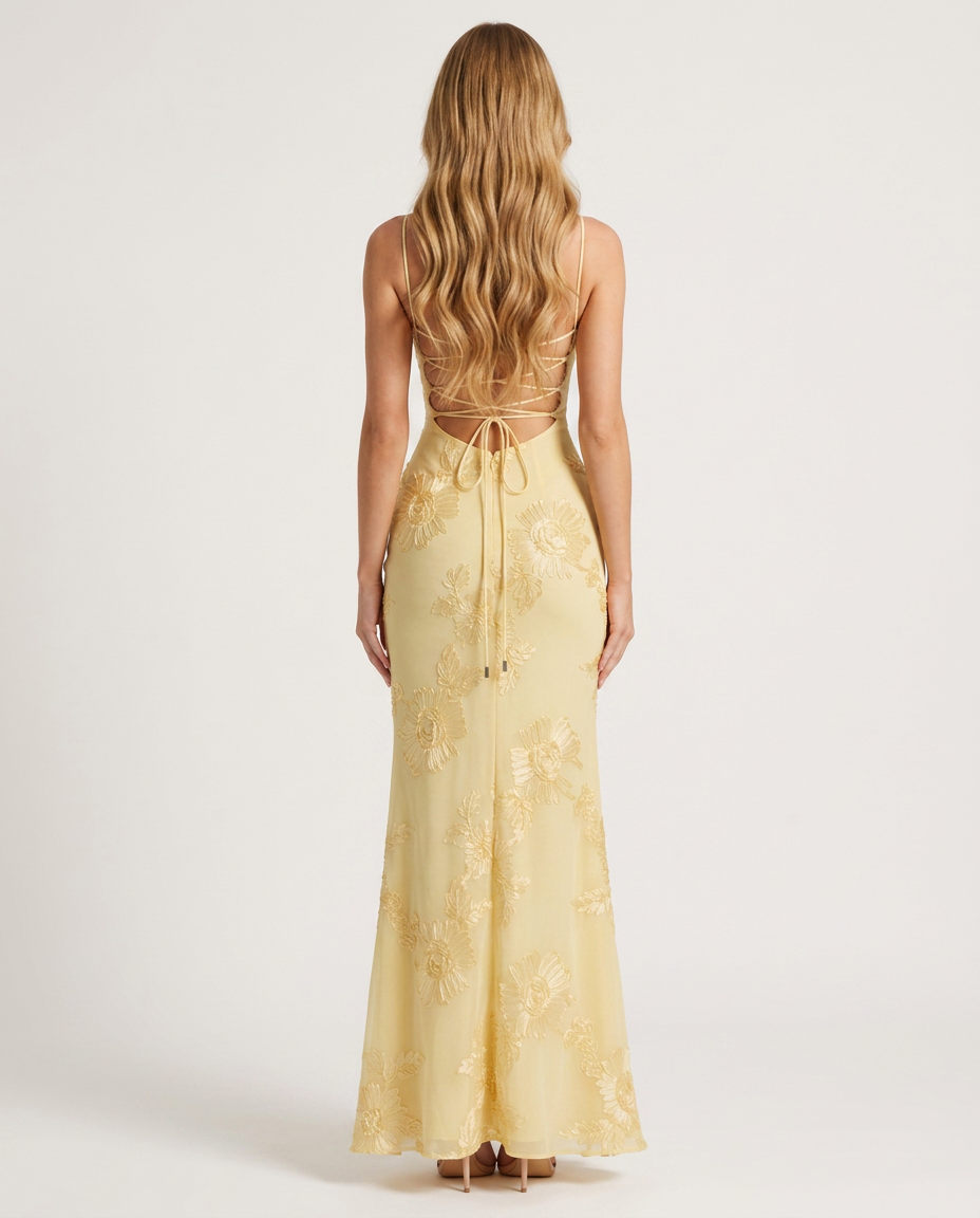 Bella Novelle corset maxi-jurk, achteraanzicht