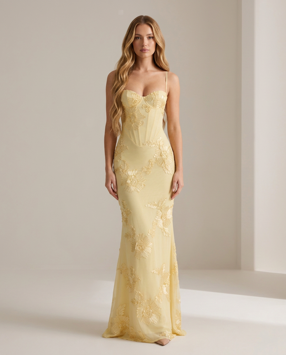 Bella Novelle corset maxi-jurk, staand