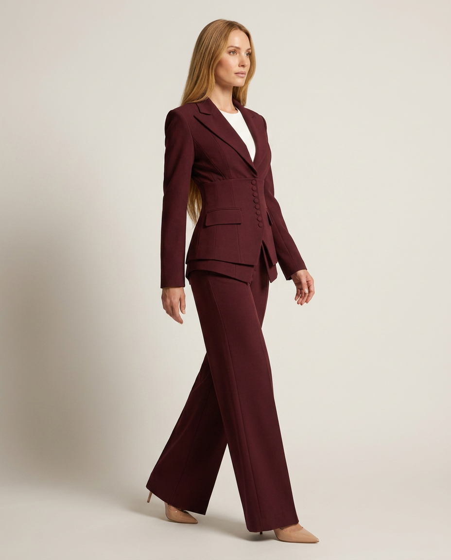 Bella Novelle driedelig broekpak, zijaanzicht