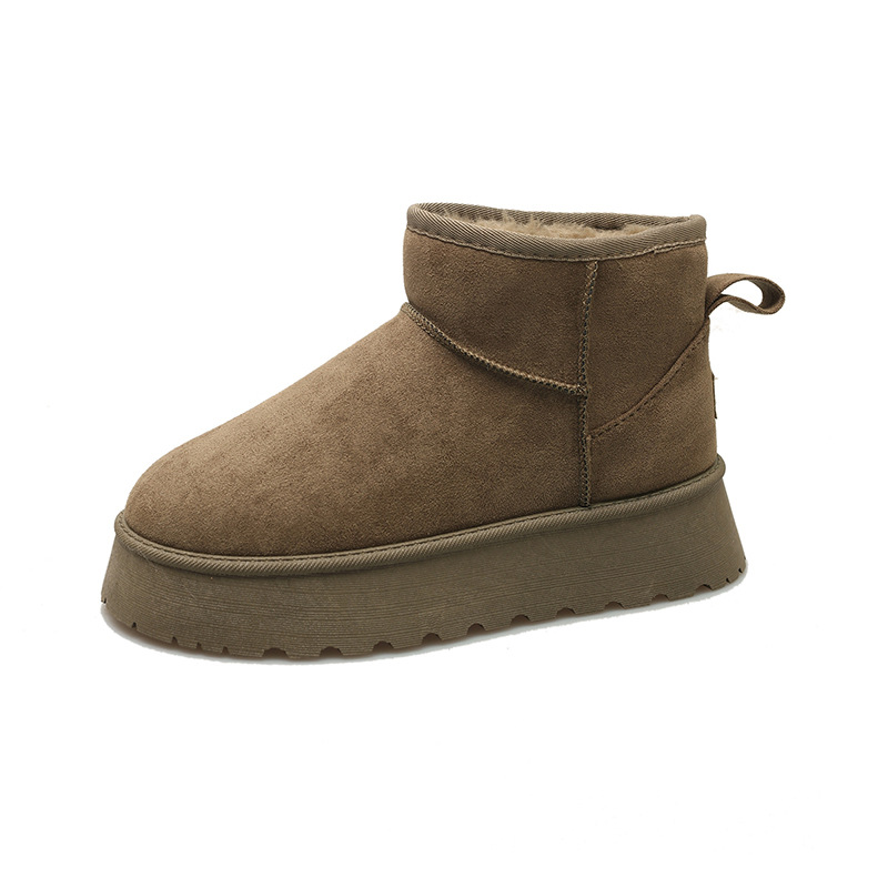 Bella Novelle platform enkellaarsjes suèdelook in khaki