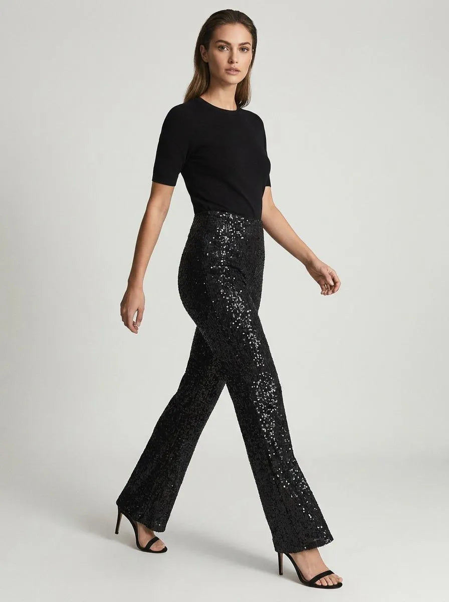 Bella Novelle Flare Broek Pailletten - volledige lengte