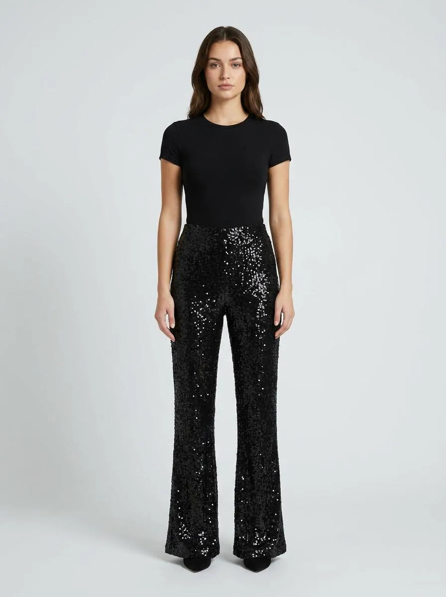 Bella Novelle Flare Broek Pailletten - vooraanzicht