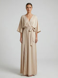 Bella Novelle gala maxi jurk met strikdetail, vooraanzicht