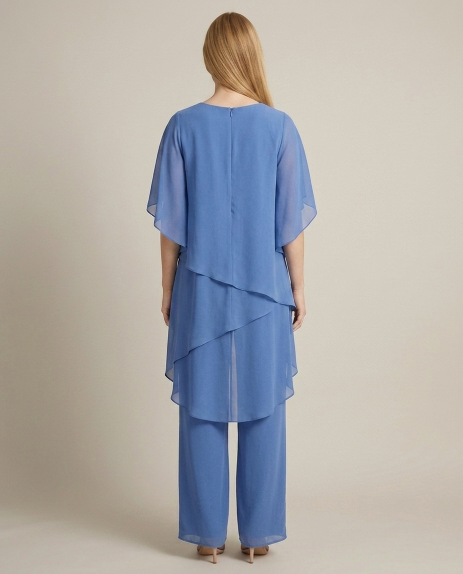 Bella Novelle gelaagde kledingset in blauw, achteraanzicht