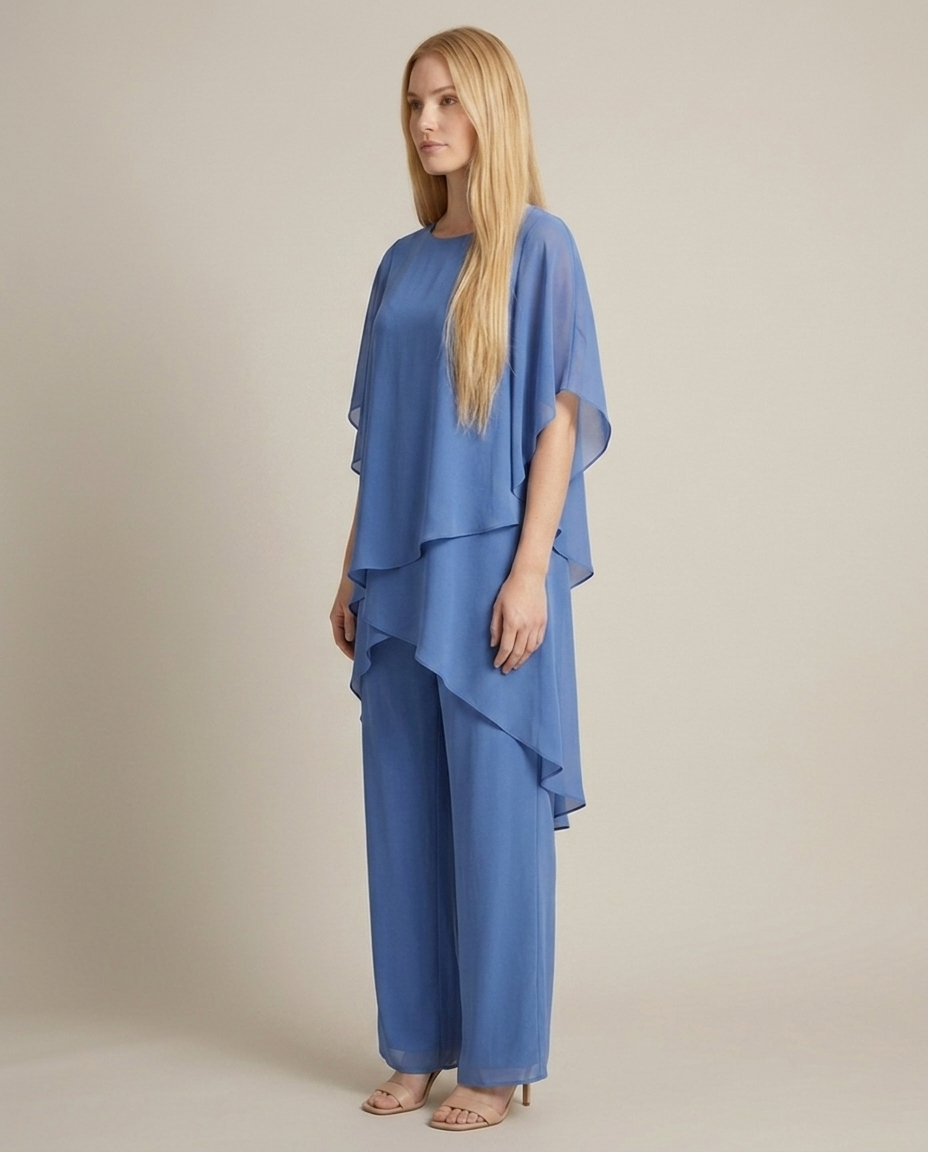 Bella Novelle gelaagde kledingset in blauw, zijaanzicht