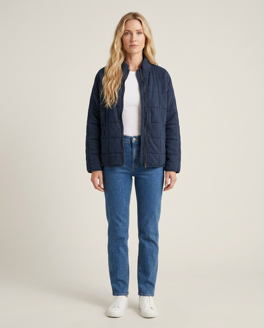 Bella Novelle gewatteerd jasje in marineblauw