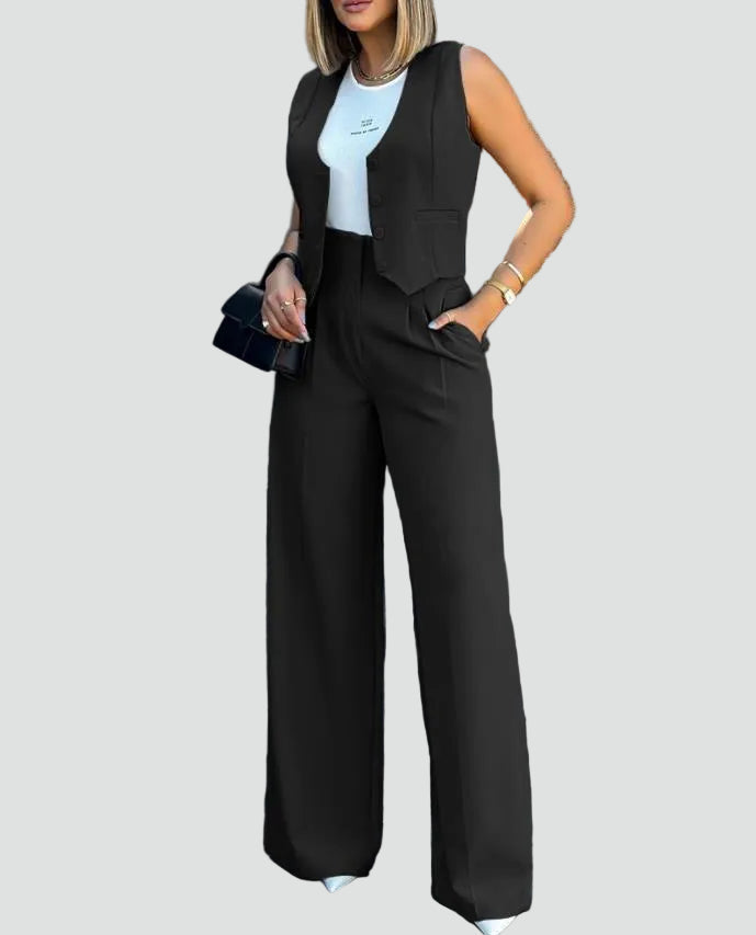 Bella Novelle gilet en broek set in Zwart