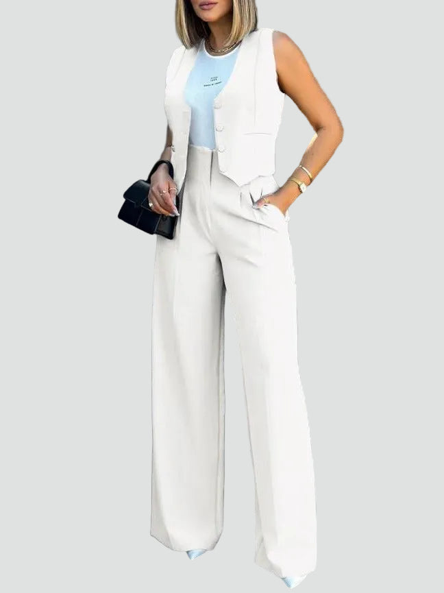 Bella Novelle gilet en broek set in Wit