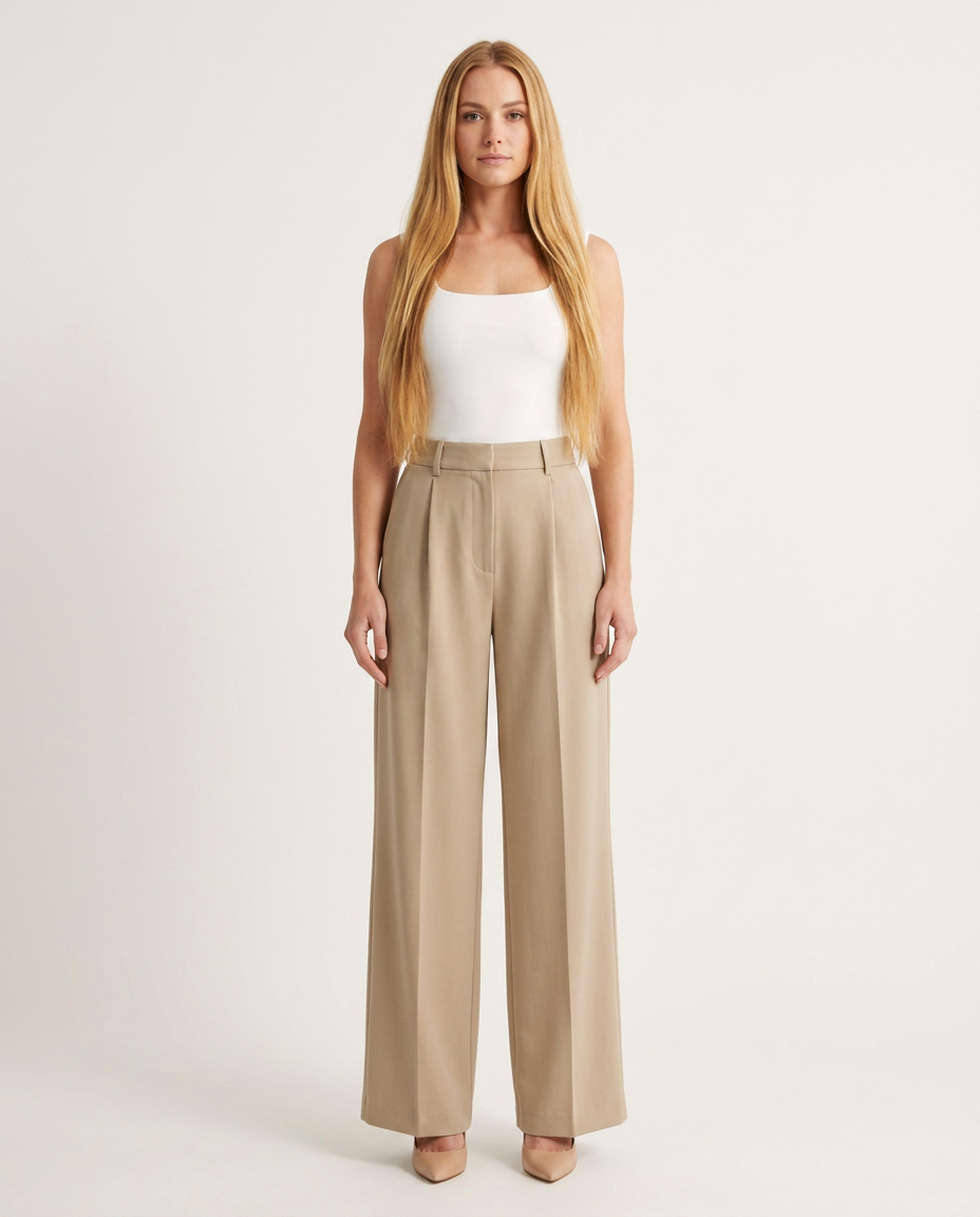 Bella Novelle wide leg broek in beige