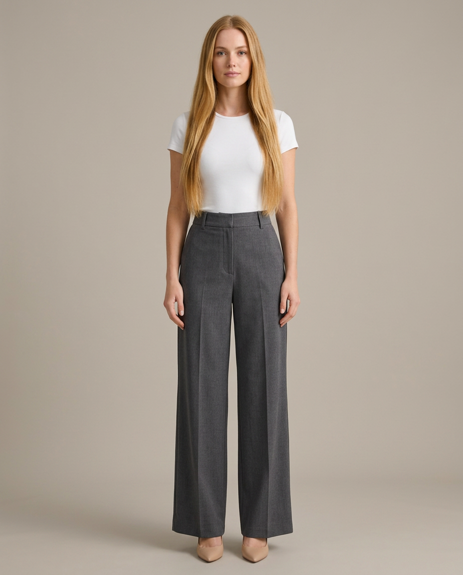 Bella Novelle wide leg broek in donkergrijs