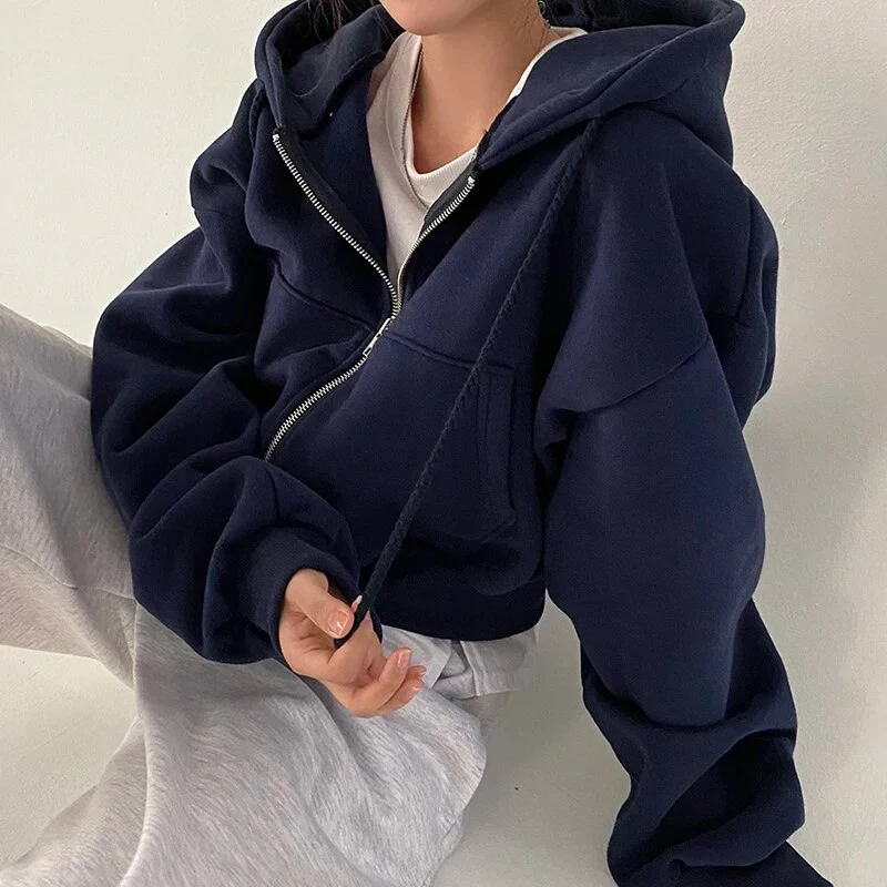 Bella Novelle cropped oversized hoodie met rits, productfoto