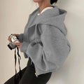 Bella Novelle cropped oversized hoodie met rits in lichtgrijs