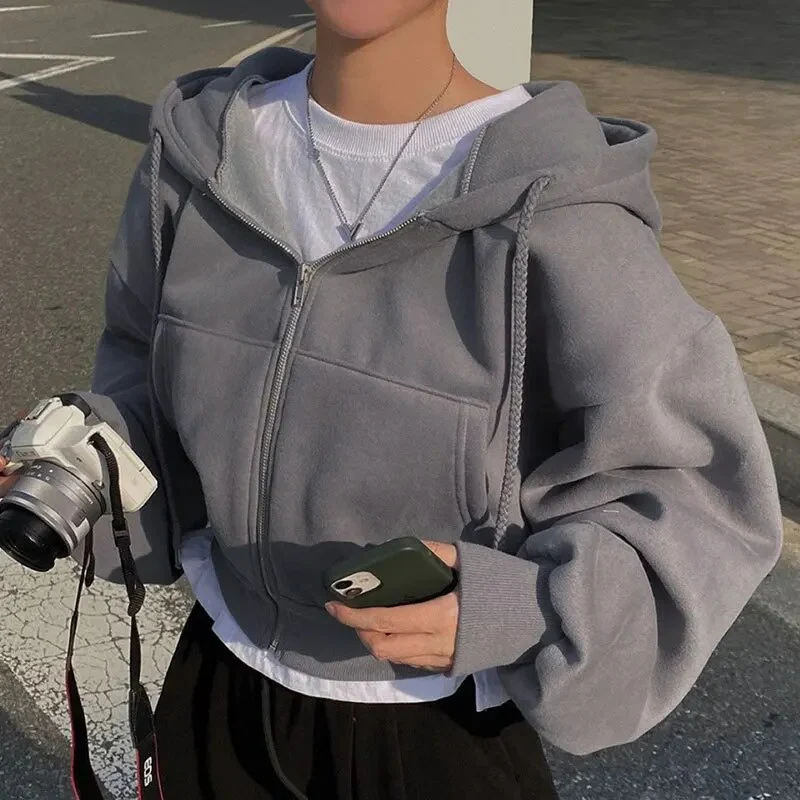 Bella Novelle cropped oversized hoodie met rits, productfoto