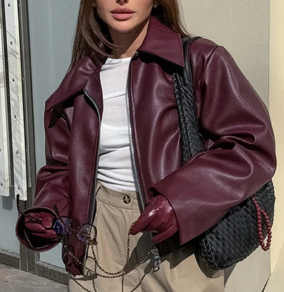 Bella Novelle kort leerlook jack, productfoto