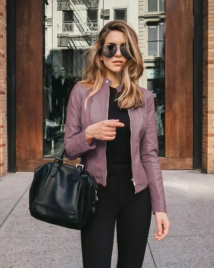 Bella Novelle damesjas leerlook in paars