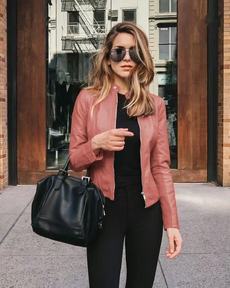 Bella Novelle damesjas leerlook in roze