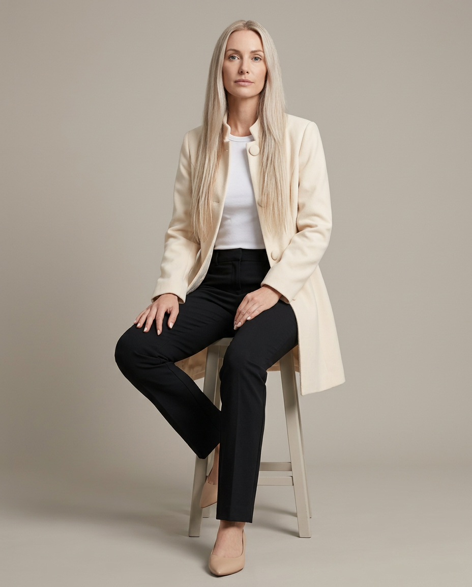 Bella Novelle damesjas in crème, zittende pose