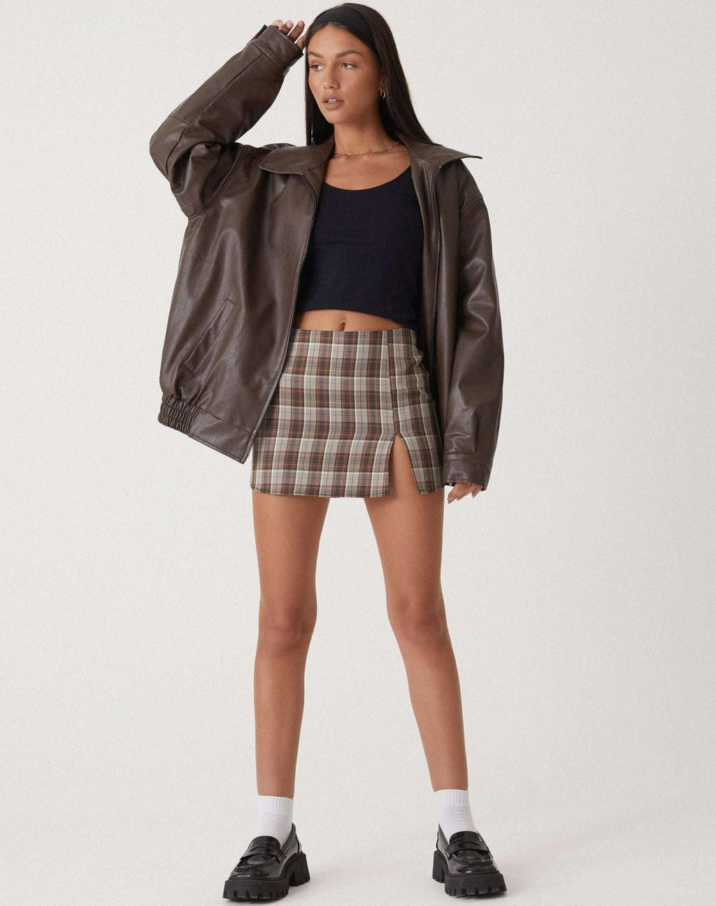 Bella Novelle oversized jasje in leerlook, achteraanzicht