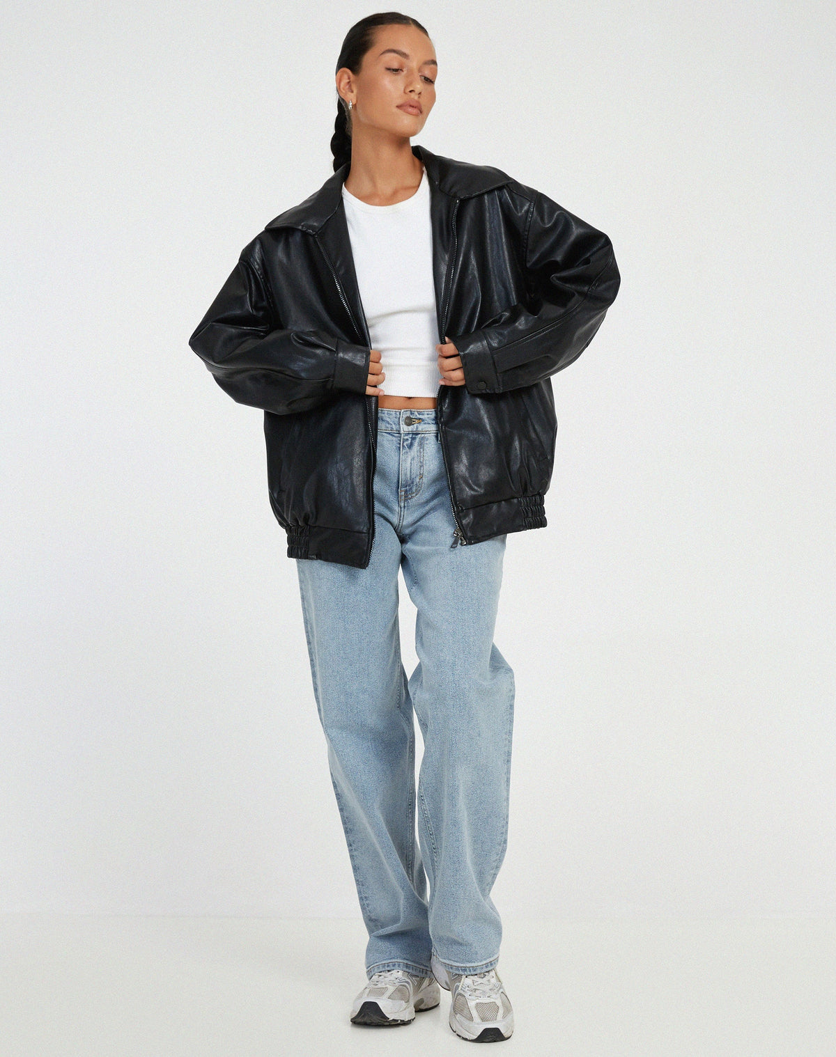 Bella Novelle oversized jasje in leerlook, productfoto