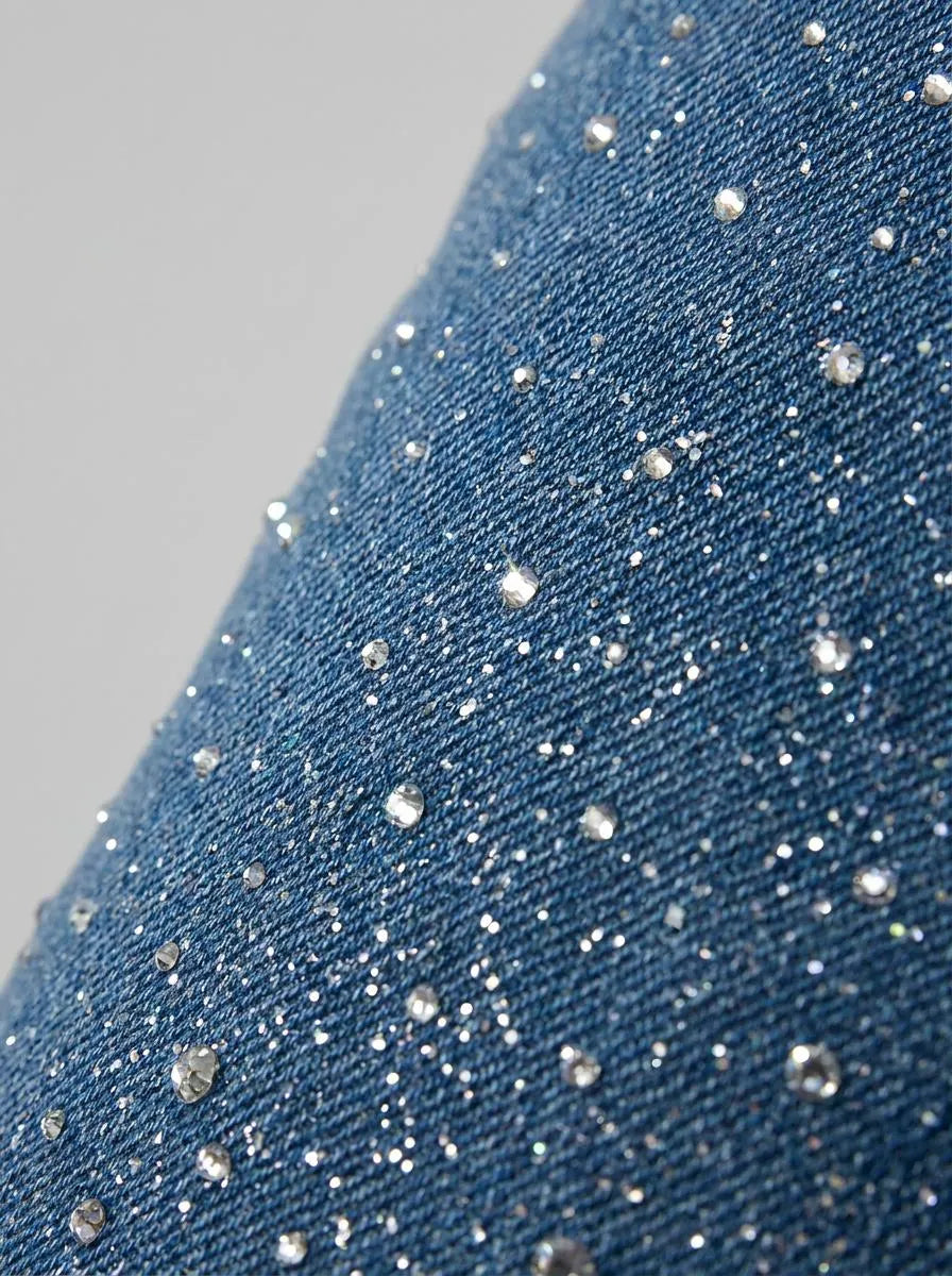 Bella Novelle Jeans Glitter Wide Leg - stofdetail